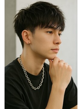 にもう ブルーブラック & スパイキーショート フェザーパーマ sm12