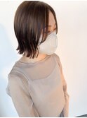 透け感ブラウン×やわらかボブ