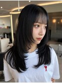 桑名ロングレイヤーカットハッシュカット透明感カラー重めロング