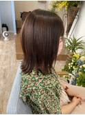 髪質改善カラー、外ハネワンレングス