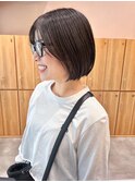 前髪　こなれミディ　イメチェン　ボブ　外ハネ　ベージュ