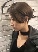 ★デザインカラーレイヤーカットウェットヘアオリーブベージュ