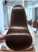 オリーブベージュ大人レイヤー美髪ストレート矯正韓国風