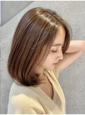 表参道酸性ストレートミディアムボブ髪質改善アッシュグレー30代