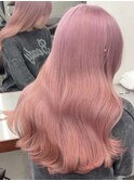 ピンクベージュダブルカラーピンクハイトーン韓国レイヤー