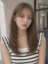 ユーフォリア 青山(Euphoria)&nbsp;ミルクティーベージュ姫カットエギョモリ前髪ありワンホンヘア◎