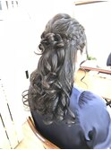 編み込みサイドハーフアレンジ【ヘアメイク　立川/立川南】