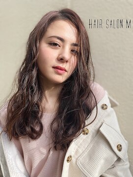 ヘアサロンM 新宿 デザインカラー/厚めバング/ローライト/スリークボブ