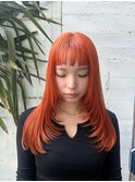 レイヤーカット/オン眉/オレンジ