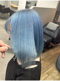 水色ブルーアッシュカラーブリーチダブルカラーハイトーンカラー