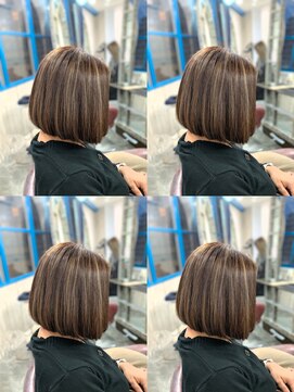 ヘアリゾートエーアイ 浅草店(hair resort Ai) 前下がりボブ+白髪ぼかしハイライト+アディクシー