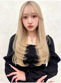 三鷹レイヤーカット韓国ダブルカラー顔周り前髪カットボブ