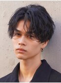 メンズシースルーマッシュニュアンスパーマシャドウパーマテテ風