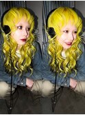 yellow/ビビッドカラー ハイトーンロング 黄色