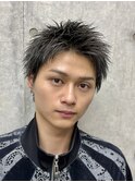 黒髪アップバングショートビジネスショートスパイキーショート