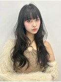 ロングレイヤー　韓国ヘア　くびれヘア　モテ髪　アッシュカラー