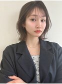 オリーブベージュショートミニボブグレージュブリーチレイヤー