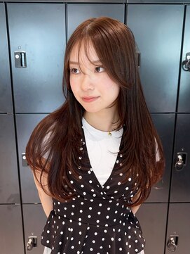 アルバム 銀座(ALBUM GINZA) ロング前髪カット暗めカラー韓国ヘア顔周りレイヤー_F1001
