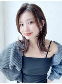 外ハネボブパーマ美髪くびれ巻きレイヤーカットデザインカラー