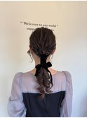 ローポニー×ベロアリボンヘアセット