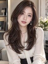 ダル 渋谷/表参道(DAL.)&nbsp;ミディアムレイヤーロングレイヤーダークブラウン韓国風