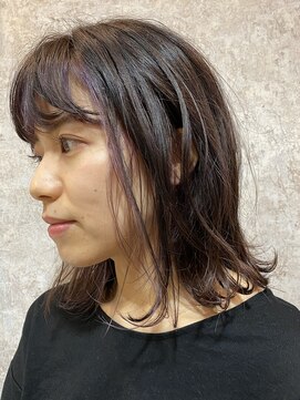 イースタイル 志都呂店(e-style com’s hair) 【外ハネボブくすみパープル】 #こなれヘア#シースルーバンク