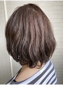 グレージュ×ゆわふるボブ