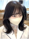 顔まわりカット サイドバング 小顔ヘア シースルーバング