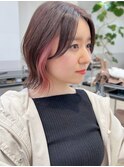 イヤリングカラーボブインナーカラーくびれヘア