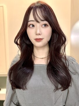 シティ(CITY) ボルドーブラウン×ワンホンヘア レイヤー 韓国 ピンク 暖色
