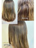 ブリーチ毛でも指通りサラサラな髪へ縮毛矯正