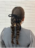 【安田汐里】結婚式・二次会にロングヘアのツイン編みおろし*