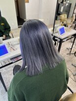 アジールヘア 所沢プロペ通り店(agir hair) ブルーシルバーワンレンボブ小顔レイヤーカットさとみ