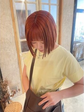 フー(fue’) コーラルオレンジ×ボブ*ダブルカラー