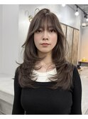 韓国ヘア　ワンカールレイヤー　ヘーゼルベージュ