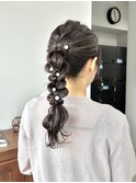 ヘアセットヘアアレンジ結婚式ヘアお呼ばれヘア編みおろし
