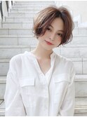 外ハネも大人可愛いショートボブ/20代/30代/40代/ハイライト