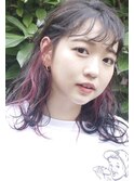 前髪パーマ/インナーカラー/アースカラー/くびれヘア/ラフカール