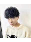 ナチュラルマッシュショート黒髪女子ウケ束感ツーブロックパーマ