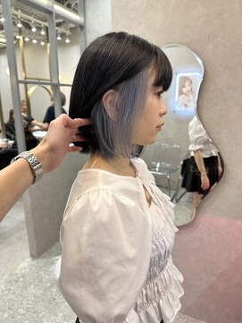 ロンド レア 天神大名店(Lond Le’a) ダブルカラーペールブルーインナーカラー透明感カラー韓国ブルベ