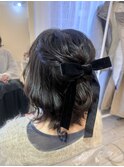 大阪梅田茶屋町ヘアセットサロンRiccoのナチュラルハーフアップ