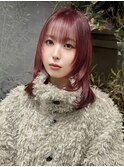都島/チェリーピンク/ブリーチなしWカラー/韓国/ぱっつん前髪