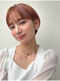  ピンクオレンジ/オレンジベージュ×コンパクトショートp越谷