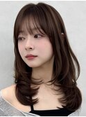 三鷹レイヤーカット韓国ダブルカラー顔周り前髪カットボブ