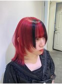 派手髪赤黒メッシュ