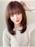 前髪/春カラー/くびれミディ/ラベンダーカラー/イヤリングカラー