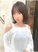 【Lond佐野】大人ガーリー外ハネミディアムチョコレートカラー