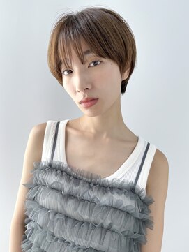 ミィ 表参道(mee.) (mee.) クールピンクベージュショートパーマ黒髪