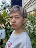 刈り上げマッシュショートラベンダーミルクティー前髪あり