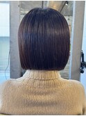 【上田】ストレートボブ切りっぱなしブリーチなしカラーオリーブ
